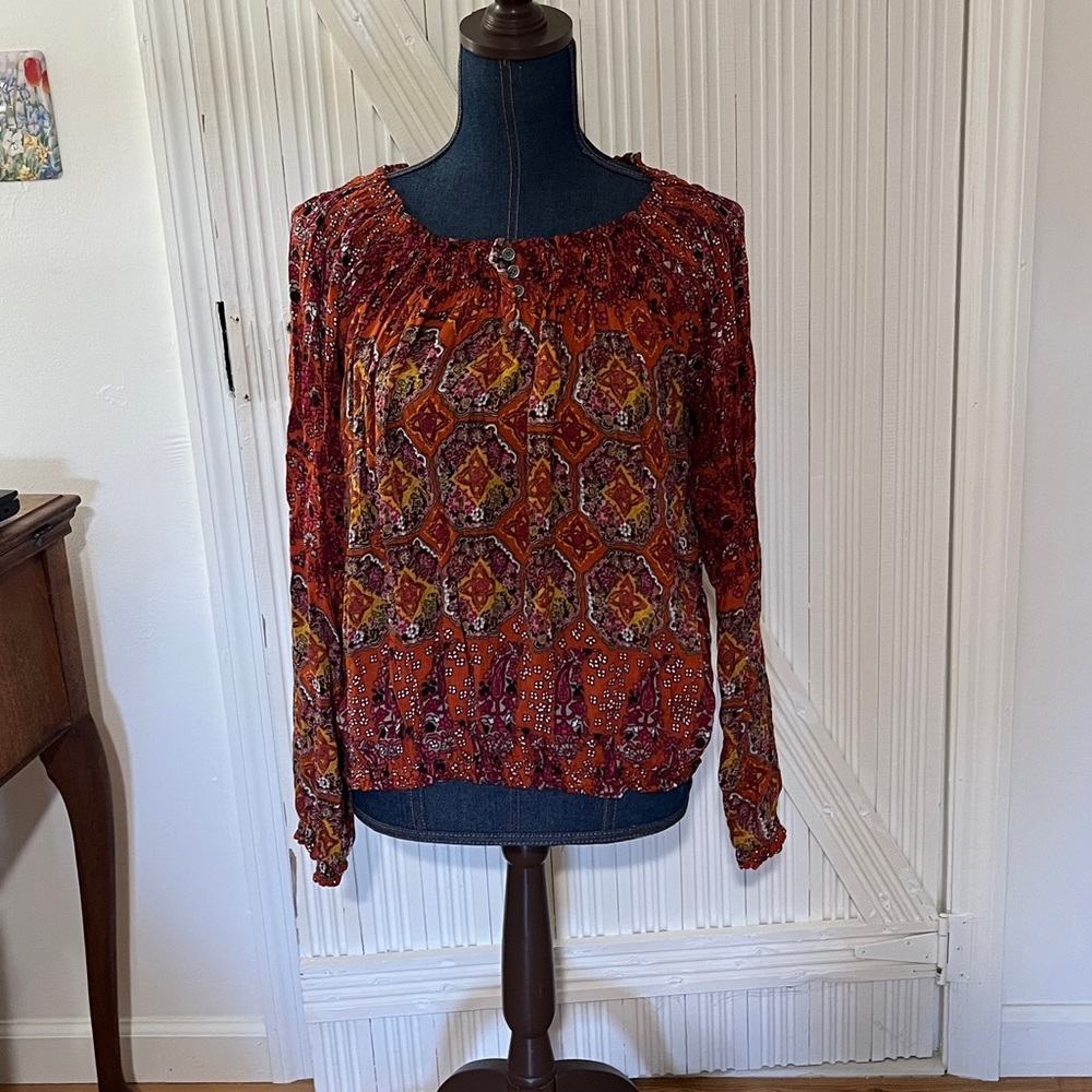 Prana bohemian smocked blouse size xs